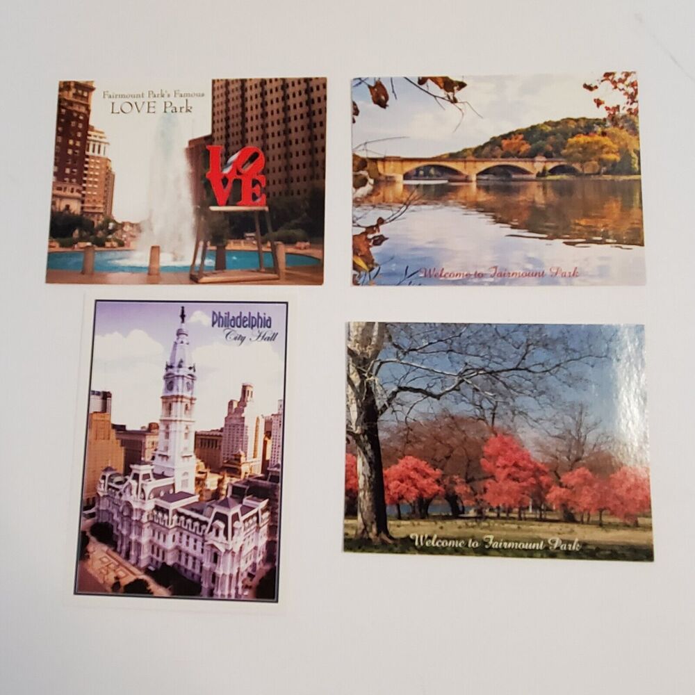Philadelphia Love Park Postcards Lot of 4 Fairmount Park City Hall Collectible